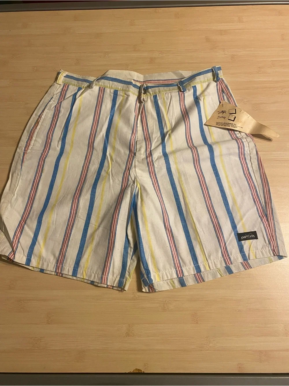 NWT Gotcha Shorts Mens 34 Surf Skate 1990’s Vintage Retro Striped Blue Red